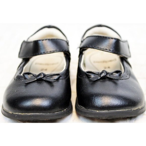 PediPed Black Mary Jane Shoes Toddler Girl sz 7.5 8 Bow Dress Flex Cushion Heel - Picture 2 of 12